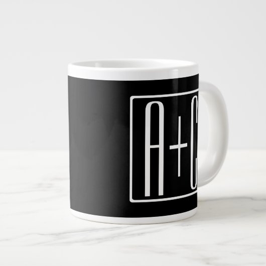 Grande Tasse Noir & Blanc | Initiales de couple (Devant droit)