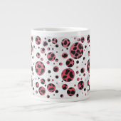 Grande Tasse Noir dalmate et rouge avec Pois (Devant)