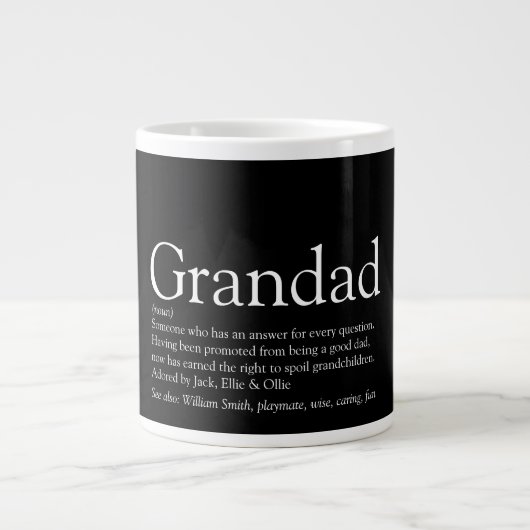 Grande Tasse Noir et Blanc Définition de frère cool et moderne (Devant)