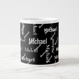 Grande Tasse Noir et blanc Répétition Premier nom Monogramme