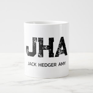 GRANDE TASSE NOM À TROIS LETTRES MINIMALISTE NOIR MONOGRAMME BL