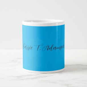 Grande Tasse Nom de calligraphie bleu ciel rétro élégant