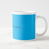 Grande Tasse Nom de calligraphie bleu ciel rétro élégant (Droite)