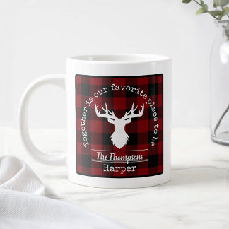 Grande Tasse Nom de famille à carreaux buffle rouge et noir