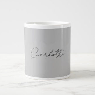 Grande Tasse Nom de script manuscrit minimaliste Gris