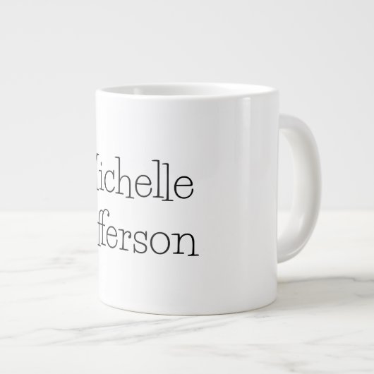 Grande Tasse Nom de script noir et blanc tendance Chic (Devant droit)