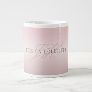 Grande Tasse Nom et monogramme Blush en FAUX or rose Soft