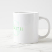 Grande Tasse Nom et monogramme modernes | Vert et blanc (Droite)