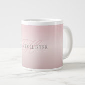 Grande Tasse Nom et monogramme | Soft FAUX Rose Gold Blush (Devant droit)