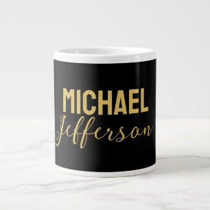 Grande Tasse Nom minimaliste moderne élégant de couleur noir or