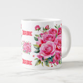 Grande Tasse Nom monogramme Roses roses roses | (Devant droit)