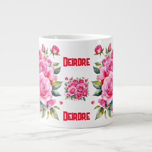 Grande Tasse Nom monogramme Roses roses roses | (Devant)