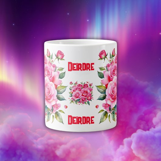 Grande Tasse Nom monogramme Roses roses roses |