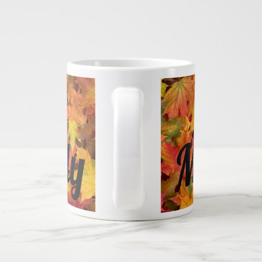 Grande Tasse Nom Personnalisé Automne Automne Feuilles Café Thé (Dos)