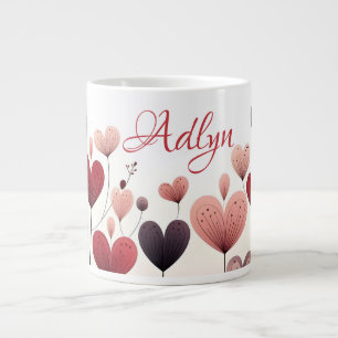 Grande Tasse Nom personnalisé Heart Garden Floral Love Coffee M