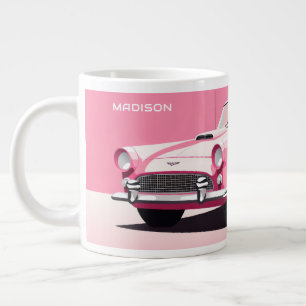 Grande Tasse Nom personnalisé Pink Classic Car