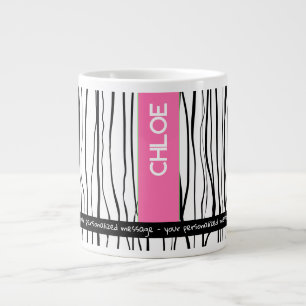 Grande Tasse Nom personnalisé rose et noir moderne
