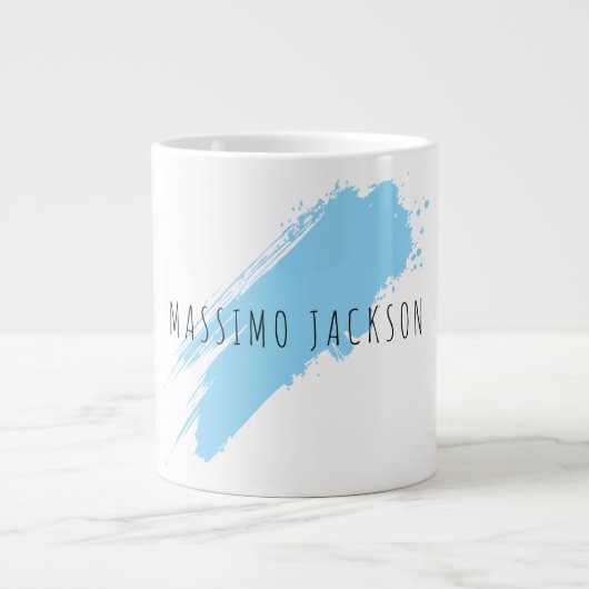 Grande Tasse Nom propre Décoratif Chic Simple Bleu Blanc (Devant)