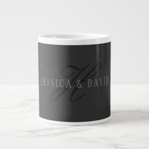 Grande Tasse Noms élégants & Monogramme Gris foncé & clair