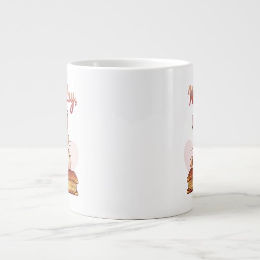 Grande Tasse Not Today Human Cute Cat on Book Funny Design (Devant)