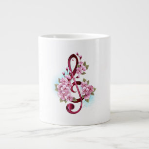 Grande Tasse Notes de clef musicale en treble avec des fleurs S