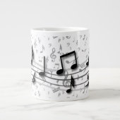 Grande Tasse Notes musicales personnalisées en noir et gris (Devant)