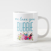Grande Tasse Nous Vous Aimons Bubbie Turquoise Rose Floral (Droite)