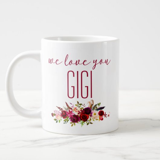 Grande Tasse Nous Vous Aimons Gigi Bourgogne Floral (Gauche)