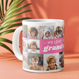 Grande Tasse Nous vous aimons grand-mère - 17 Collage de photos