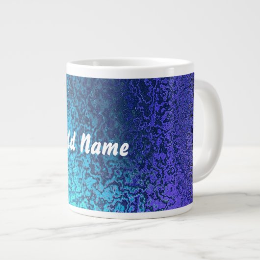 Grande Tasse Nuances de bleu Abstrait Ajouter un nom (Devant droit)