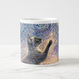 Grande Tasse Nuit étoilée chat – Art de style Van Gogh