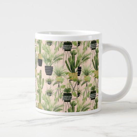 Grande Tasse Oasis intérieure | Motif de ligne Plante (Droite)