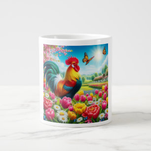 Grande Tasse OEuvre florale/de printemps/de poulet