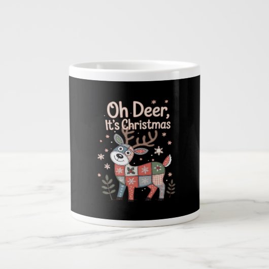 Grande Tasse Oh Deer Its Christmas Miniature Patchwork Squares (Devant)