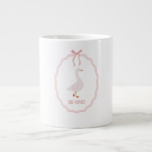 Grande Tasse Oie mignonne avec cadre ruban rose Sois Gentil