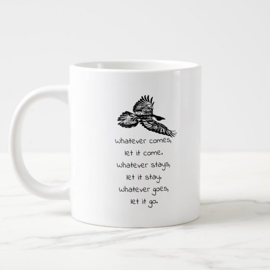 Grande Tasse Oiseau du Corbeau noir S'enflammant Citation Inspi (Gauche)