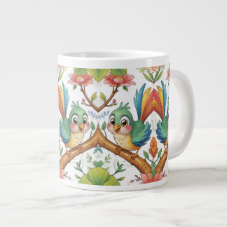 Grande Tasse Oiseau gai parmi les fleurs