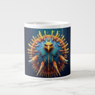 Grande Tasse Oiseau Spore Portant Une Tenu À Plumes Bleues