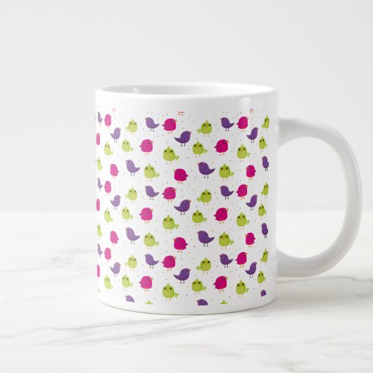 Grande Tasse Oiseaux colorés mignons (Droite)