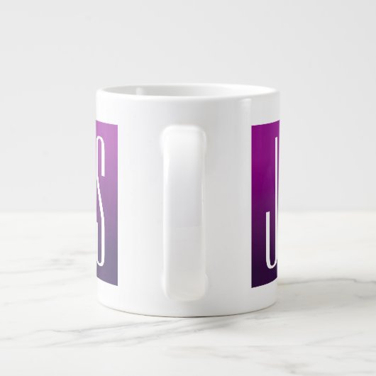 Grande Tasse Ombre violet et initiales blanches ou autre texte (Dos)