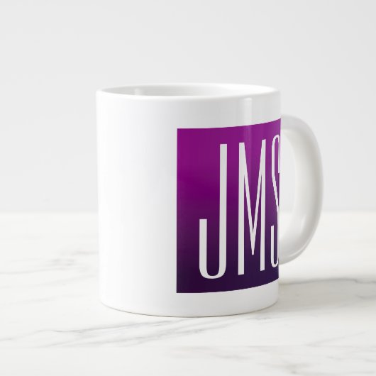 Grande Tasse Ombre violet et initiales blanches ou autre texte (Devant droit)
