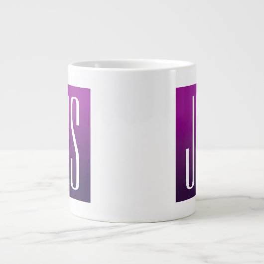 Grande Tasse Ombre violet et initiales blanches ou autre texte (Devant)