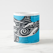 Grande Tasse Orca Whale Tribal Art Blue (Devant)