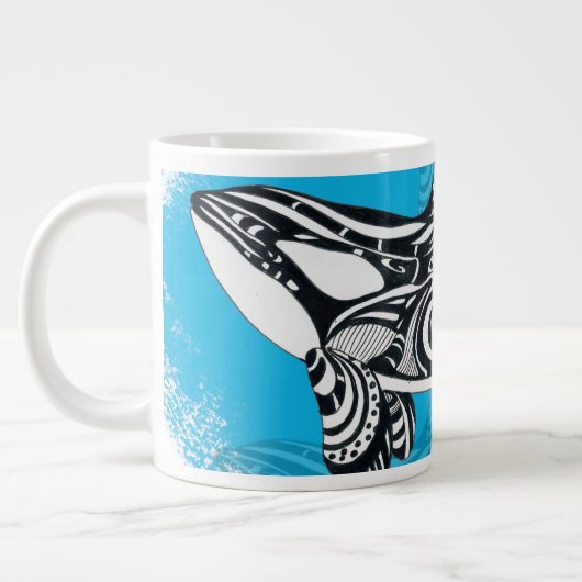 Grande Tasse Orca Whale Tribal Art Blue (Gauche)