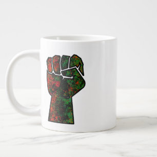 Grande Tasse orgueil noir poing vert rouge pan drapeau africain