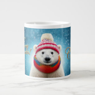 Grande Tasse Ours polaire chapeau de Père Noël et Écharpe