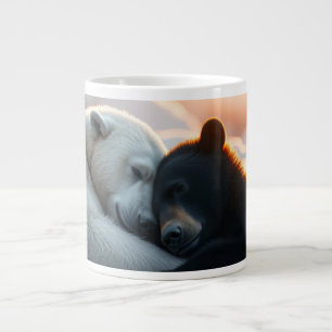 Grande Tasse Ours polaire et ours noir s'étreignant