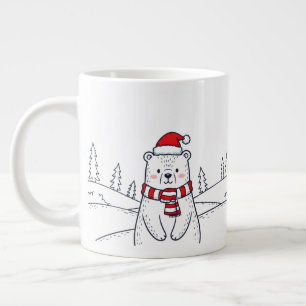 Grande Tasse Ours polaire minimaliste tiré à la main
