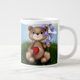 Grande Tasse Ours tenant un bouquet de fleurs-30926