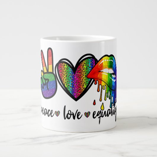 Grande Tasse Paix, amour et égalité (Devant)